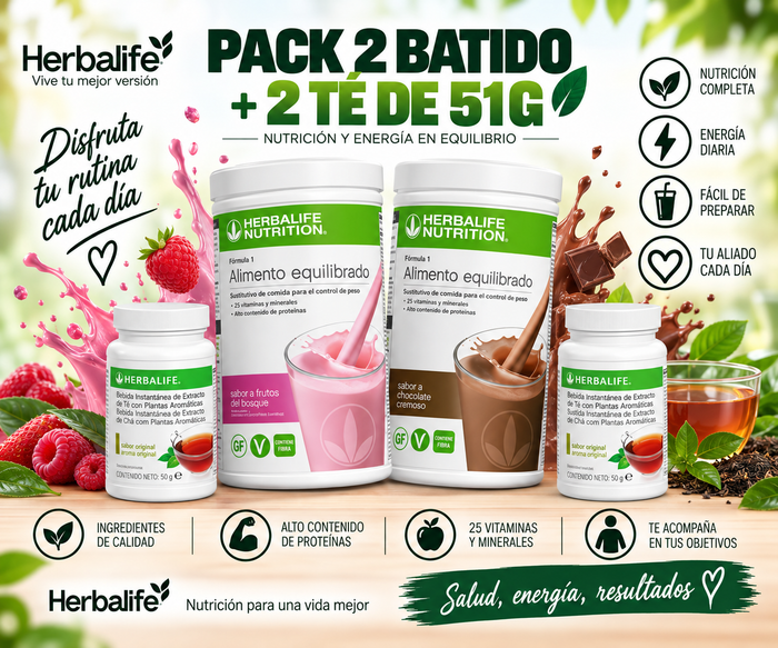Pack 2 Batido + 2 Tè de 51g
