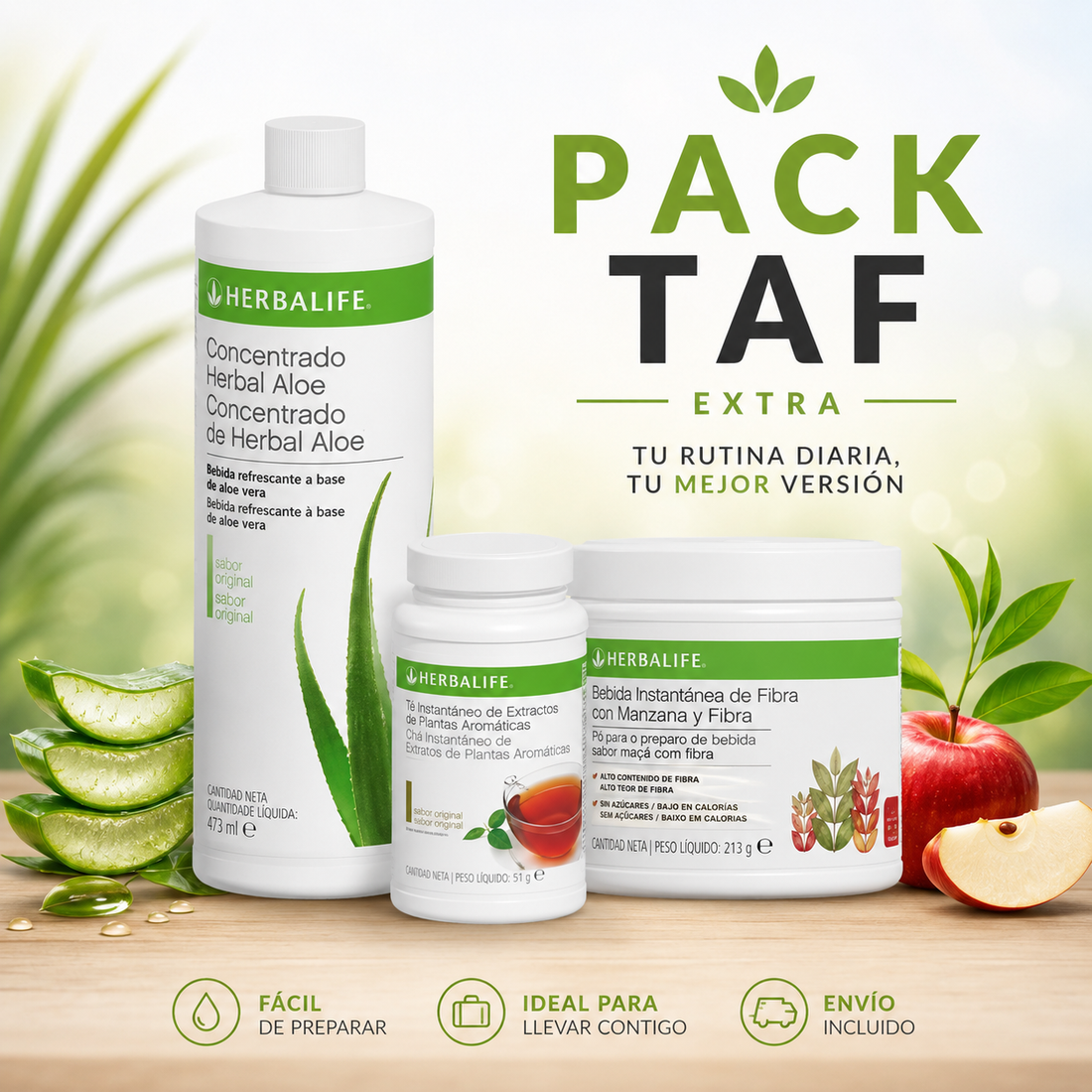 Pack TAF Herbalife 2026 | Aloe Vera, Té y Fibra - Concetto Salute