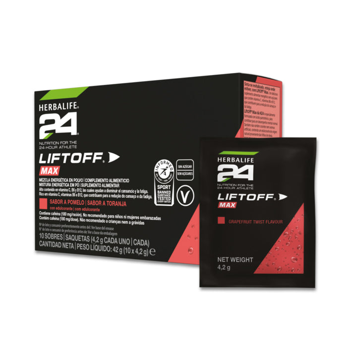 H24 Lift Off Max Herbalife – Energético Deporte 10 Sobres | Sabor Pomelo